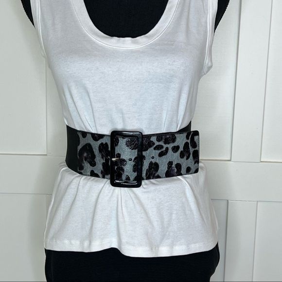 LODIA Black & Blue Animal Print Belt Size Small Medium - Picture 1 of 6